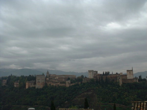 Alhambra from a distance; just ignore the clouds