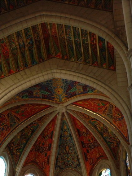 Rather colourful ceiling of the church